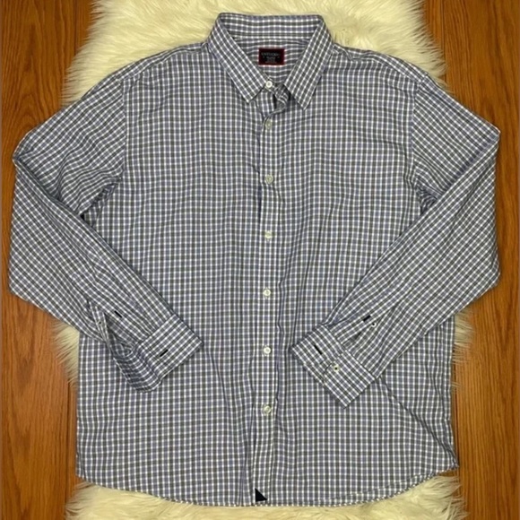 UNTUCKit Wrinkle-Free Durif Button Down Shirt Blue Navy & White Check Size XXL - Picture 2 of 6